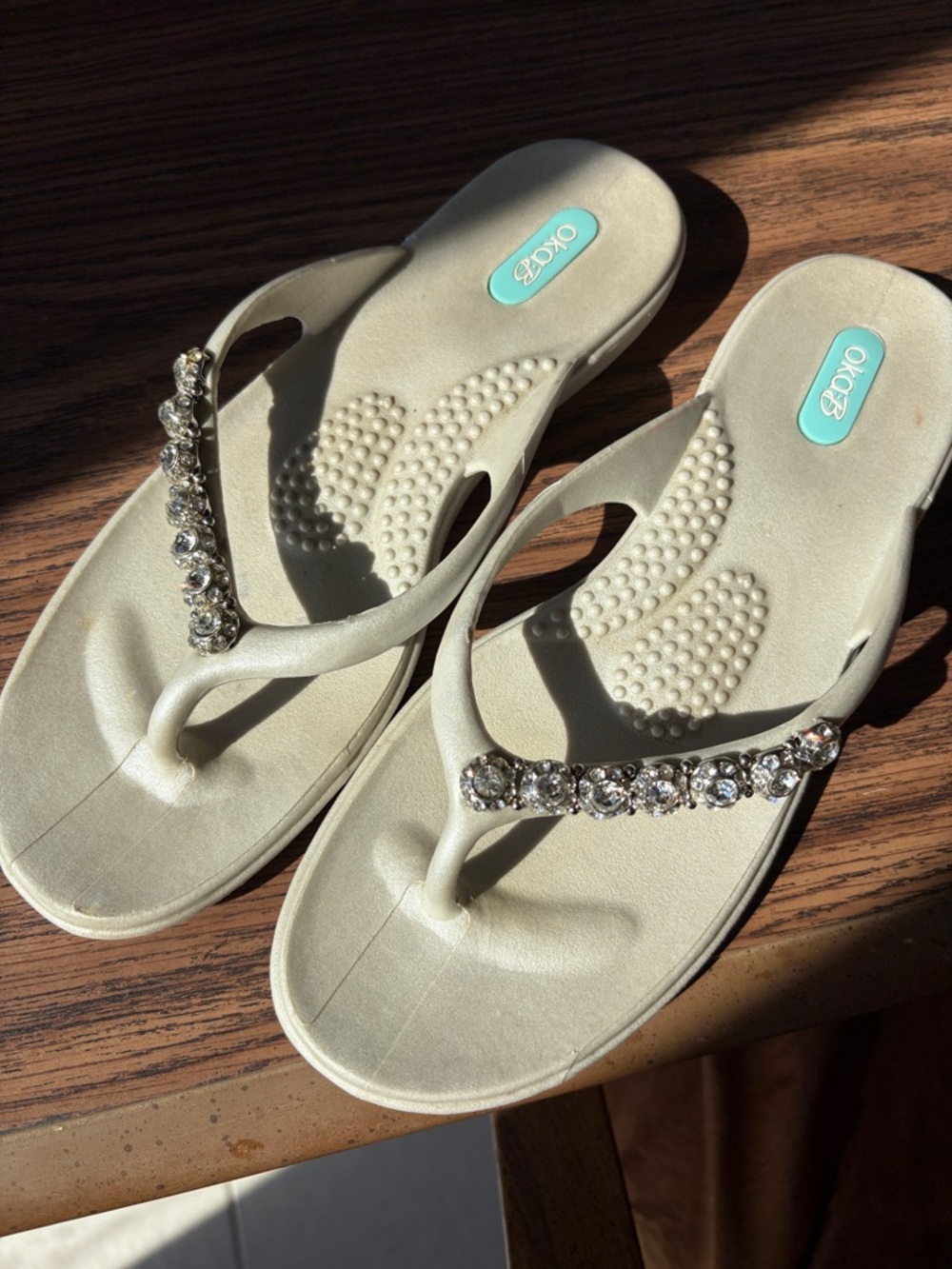 OKA b. Silver rhinestone sandals, sz M